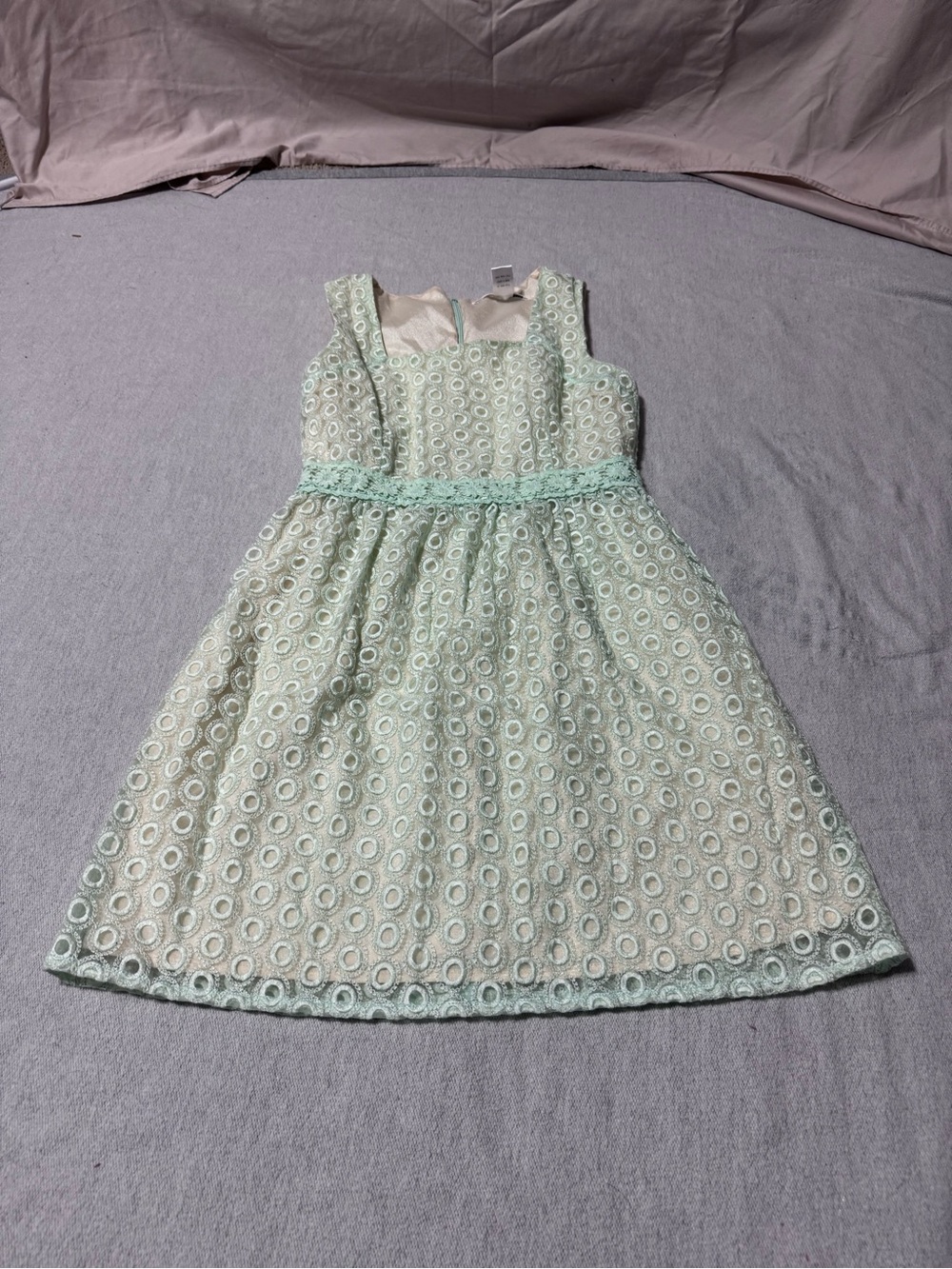 Ellison Mint Green Eyelet Lace Fit-and-Flare Dress
